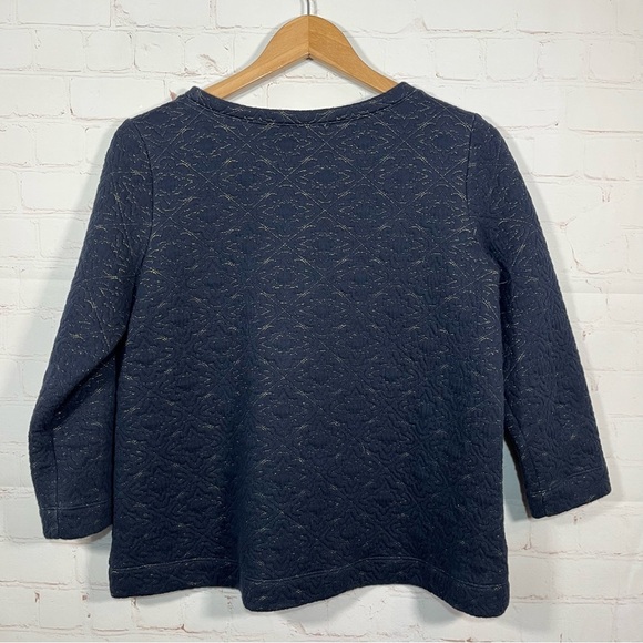 LOFT Petites 3/4 Sleeve Textured Sweater Women’s Size Small Petite Blue Metallic - Picture 10 of 10